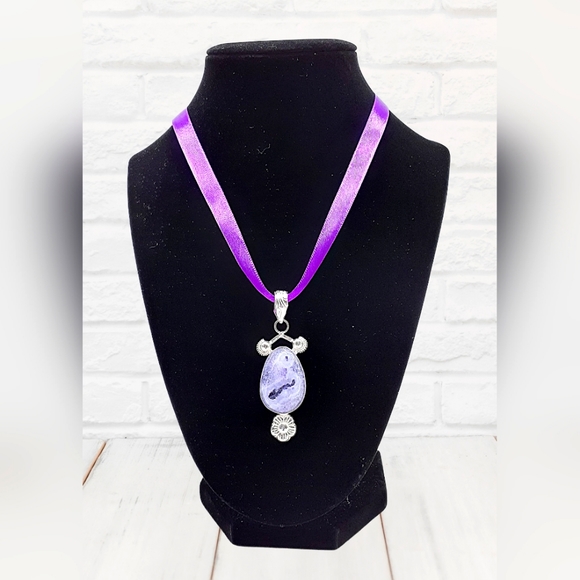 925 Sterling Silver Uruguay Amethyst Agate Geode Pendant Necklace - Picture 6 of 7